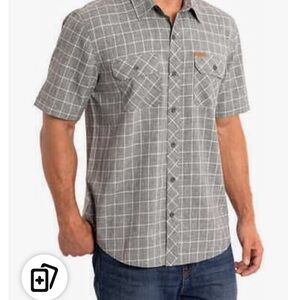 Orvis Men's Gray Checkered Button Down Shirt